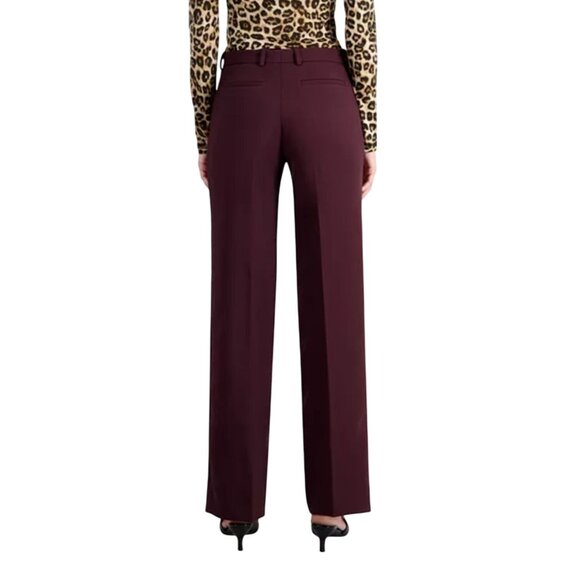 The Kooples Womens Burgundy Tailored Pants Trouser Straight Leg Career - Picture 4 of 16